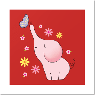 pink elephant Posters and Art